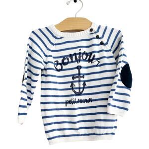 12-18M H&M Bonjour Striped Navy and White Sweater